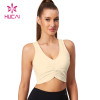 HUCAI Fashionable Front Pleated Yoga Bars With Wide Shoulder Straps Activewear Manufacturer