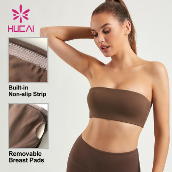 HUCAI ODM Gym Bras Built-In Anti-Slip Strips Boob Tube Top Activewear Manufacturer