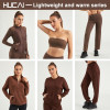 HUCAI Custom Women Sweatshirts 1/4 Zipper Polar Fleece Fabric Gym Hoodies ODM