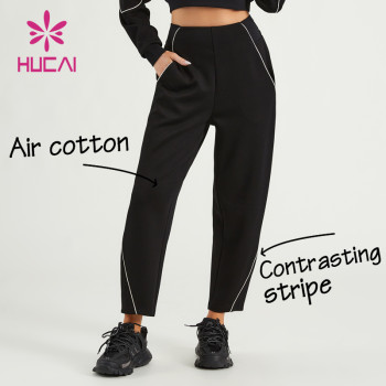 HUCAI Women Sports Sweatpants Contrasting Stripe Air Cotton Fitness Joggers Supplier