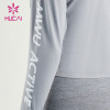 HUCAI ODM Gym Short Sleeves Shirts 100% Cotton Women Gymwear Letter Decoration