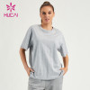 HUCAI ODM Gym Shirts Women Shining 100% Cotton Printing Short Sleeves Supplier