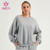 HUCAI Lady Sweatshirts 100%Cotton Shining Fabric ODM Fitness Hoodies Supplier