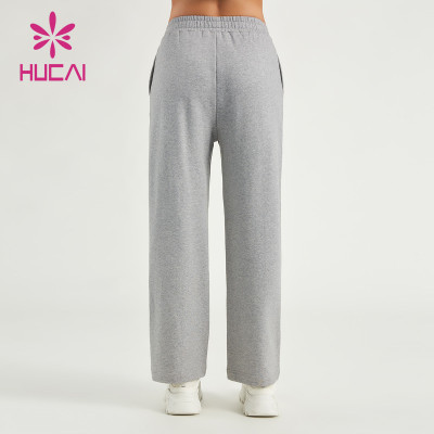 HUCAI Women Sports Sweatpants Shining Fabric 100% Cotton Printing Joggers Supplier