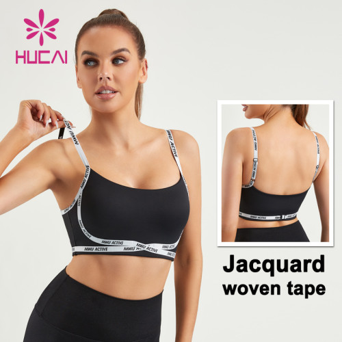 HUCAI ODM Fitness Female Bras Jacquard Woven Tape Women Activewear Manufacturer