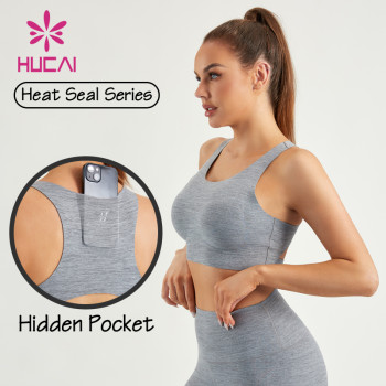HUCAI ODM Women Gym Bras Heat Seal Design Comfortable Custom Sportswear
