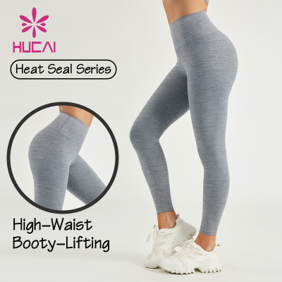 HUCAI ODM Women Sports Tights Leggings Heat Seal Process Slim Soft Gymwear OEM
