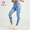 HUCAI Printing Sports Leggings Denim Texture Sublimation Women Yoga Pants Factory