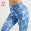 HUCAI Printing Sports Leggings Denim Texture Sublimation Women Yoga Pants Factory