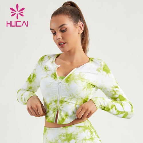 HUCAI Gym Shirts Tie-Dye Printing ODM Women Pullover Long Sleeves Supplier