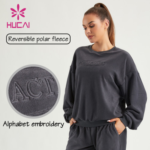 HUCAI ODM Women Sweatshirts Oversized Fleece Fabric Fitness Hoodies Supplier