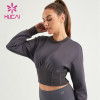 HUCAI ODM Crop Sweatshirts Contrasting Stripe Air Cotton Women Hoodies Supplier