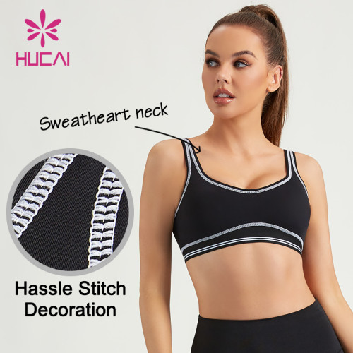 HUCAI Custom Women Sports Bras "Chicken Heart" Collar Design Gymwear Supplier