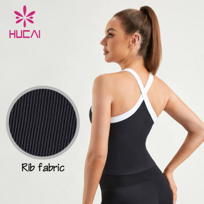 HUCAI Custom Gym Vest Hanging Neck Tank Top Women Sportswear Manufacturer