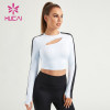 HUCAI ODM Gym Shirts Women Pull-Over Front Diagonal Zipper Long Sleeves Supplier