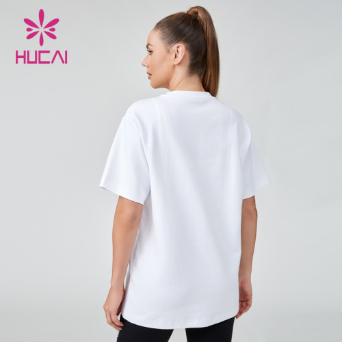 HUCAI OEM Fitness T-shirt 3D Embroidered Heat Transfer Logo Women's Sportswear Manufacturer