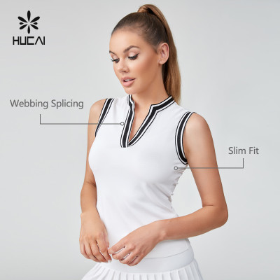 HUCAI OEM Classic Slim Fit Webbing Splicing Golf Vest Top Sportswear Manufacturer