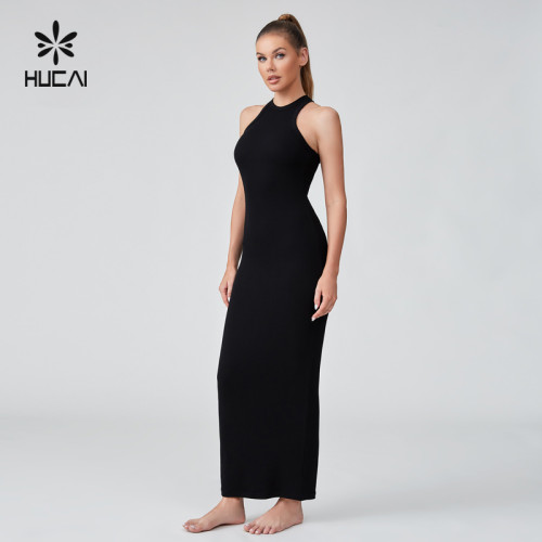 HUCAI OEM High Stretch Ribbed Fabric Long Slim Fit Dress Casual Sportswear Manufacturer