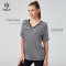 HUCAI OEM V-neck OVERSIZE Cotton Linen Blend Short Sleeved Shirt Sportswear Manufacturer