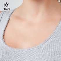 HUCAI OEM Splicing Lace Large U-shaped Neckline Knitted Vest Dress Sportswear Manufacturer