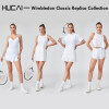 HUCAI Sportswear Manufacturer OEM Sexy Spaghetti Strap Deep V Neck Two-piece Set Slip Tennis Dress