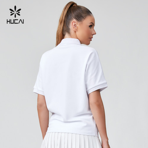 HUCAI Sportswear Manufacturer OEM Skew Collar Oversized Sports Tennis Top For Women