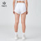 HUCAI Sportswear Manufacturer OEM Ladies Split Hem Pleat Back Mesh Waistband Sports Shorts