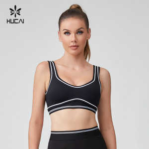 HUCAI Sportswear Manufacturer OEM Sports Bra Scooped Neck Streamlined Contrasting Stitching