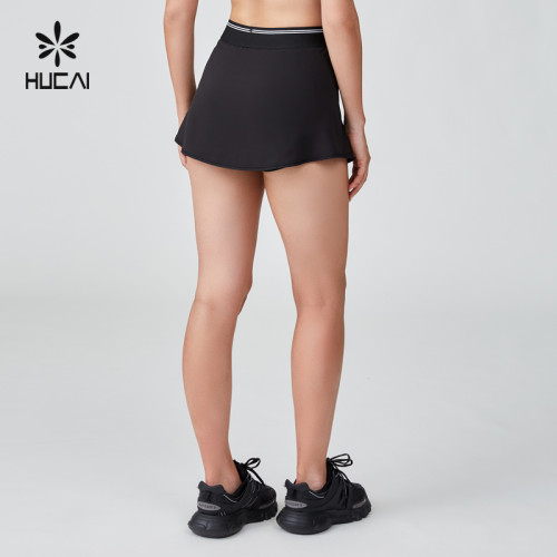 HUCAI Sportswear Manufacturer OEM Tennis Skirt Jacquard Striped Webbing Four Way Stretch Build In Shorts