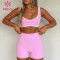 Custom High Quality Yoga Bra Contrasting Stripes U Back Backless| HUCAI sportswear manufacturer