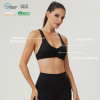 HUCAI Sportswear Manufacturer Custom Plunge Neckline Backless Yoga Bra with Front Ruching