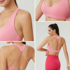 HUCAI Sportswear Manufacturer Custom Racerback Low Support Yoga Bra with Scoop Neckline