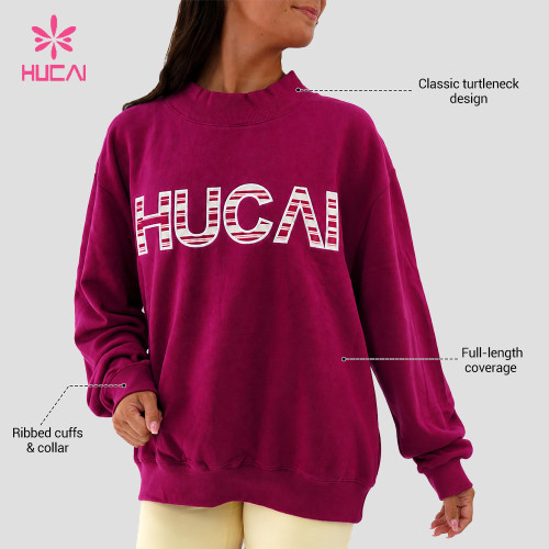 Custom Mock Neck Sweatshirt with Drop Shoulder and Ribbed Cuffs for Gym Wear Labels