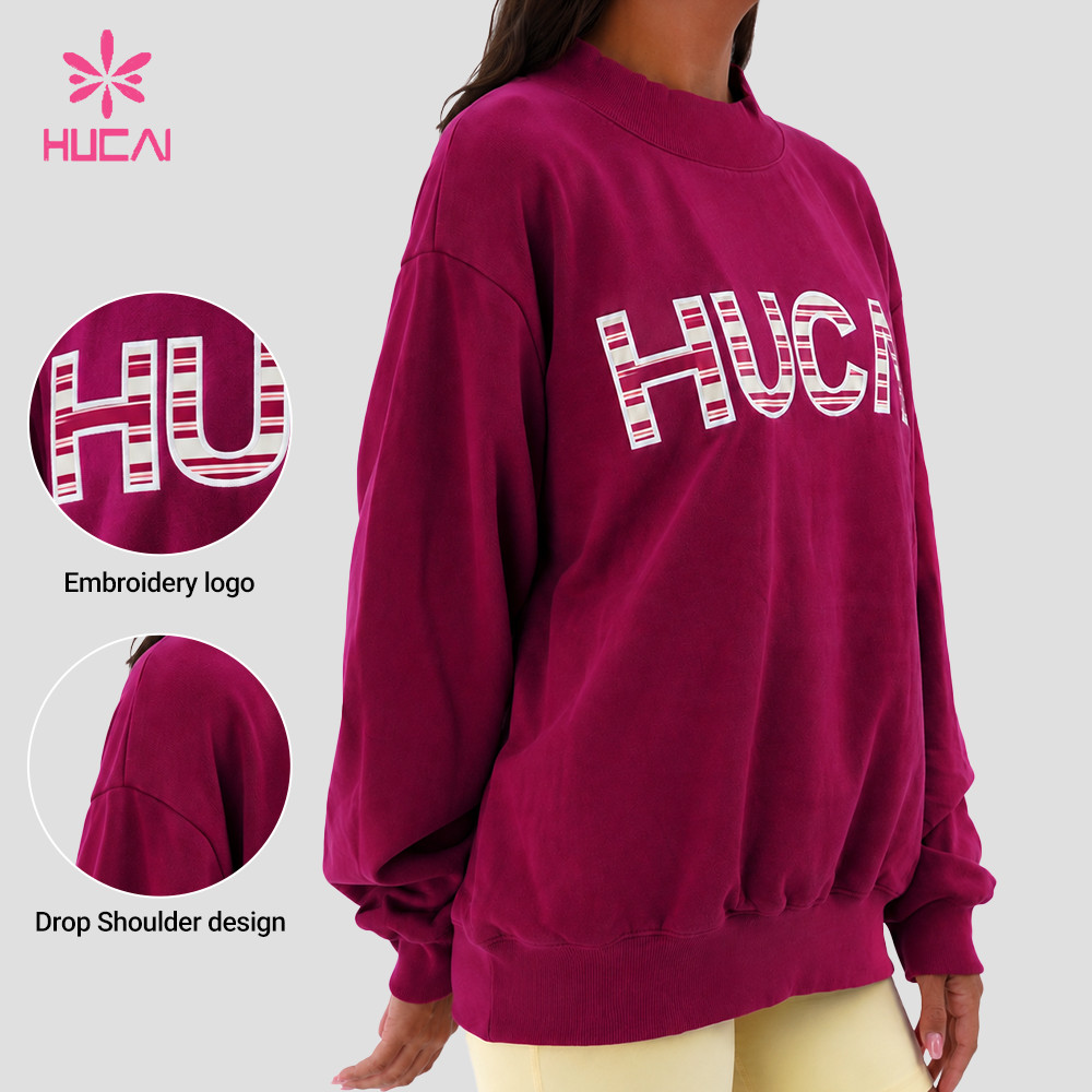 Custom Mock Neck Sweatshirt with Drop Shoulder and Ribbed Cuffs for Gym Wear Labels — Mock neck, drop shoulder and ribbed cuffs and hem