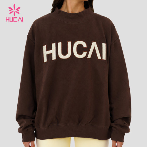 Custom Mock Neck Sweatshirt with Drop Shoulder and Ribbed Cuffs for Gym Wear Labels
