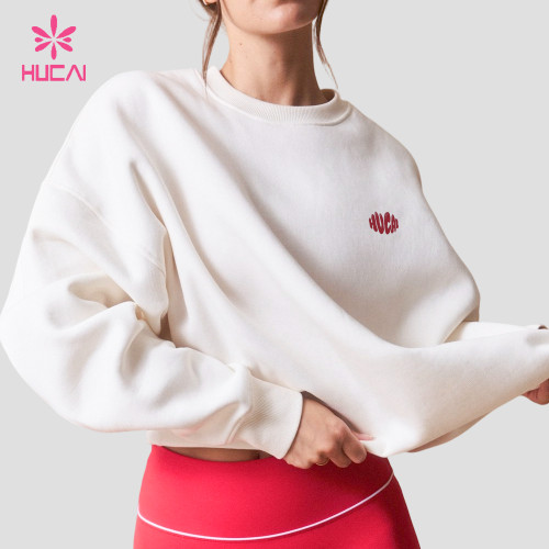 Custom Oversized Crewneck Sweatshirt with Chest Logo for Private Label Gym Wear