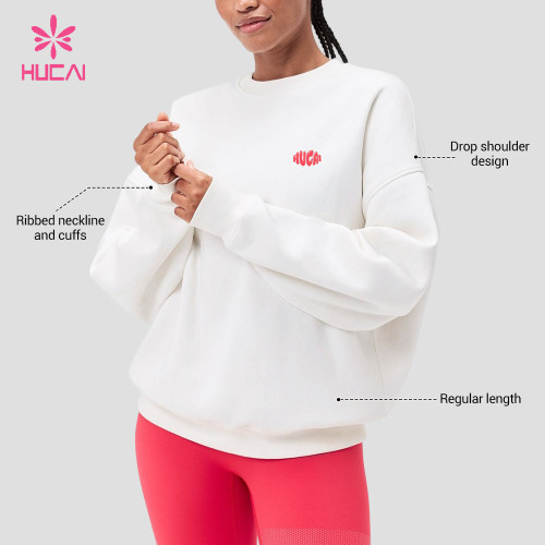 Custom Oversized Crewneck Sweatshirt with Chest Logo for Private Label Gym Wear