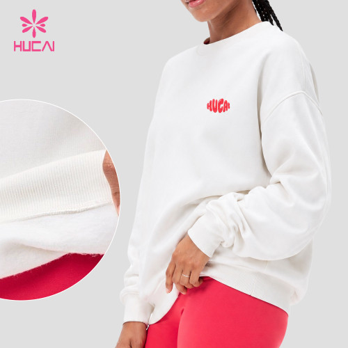 Custom Oversized Crewneck Sweatshirt with Chest Logo for Private Label Gym Wear