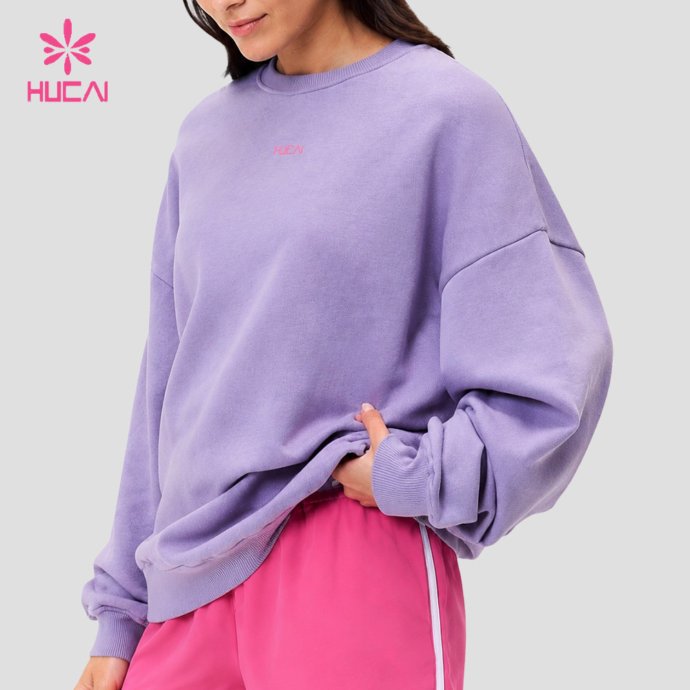 Custom Graphic Back Print Crewneck Sweatshirt for Gym and Athleisure Brands — Drop shoulder and ribbed neckline callouts