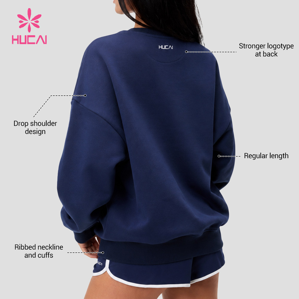 Custom Varsity Logo Crewneck Sweatshirt with Ribbed Trims for Gym Clothing Labels — Crew neck and front graphic detail