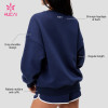 Custom Varsity Logo Crewneck Sweatshirt with Ribbed Trims for Gym Clothing Labels
