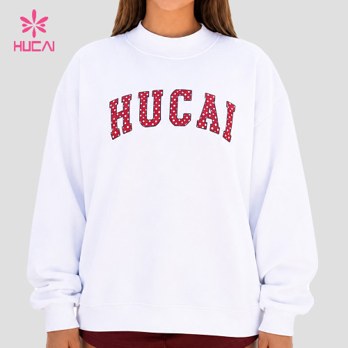 Custom Polka Dot Graphic Crewneck Sweatshirt with Ribbed Trims for Gym Wear Brands