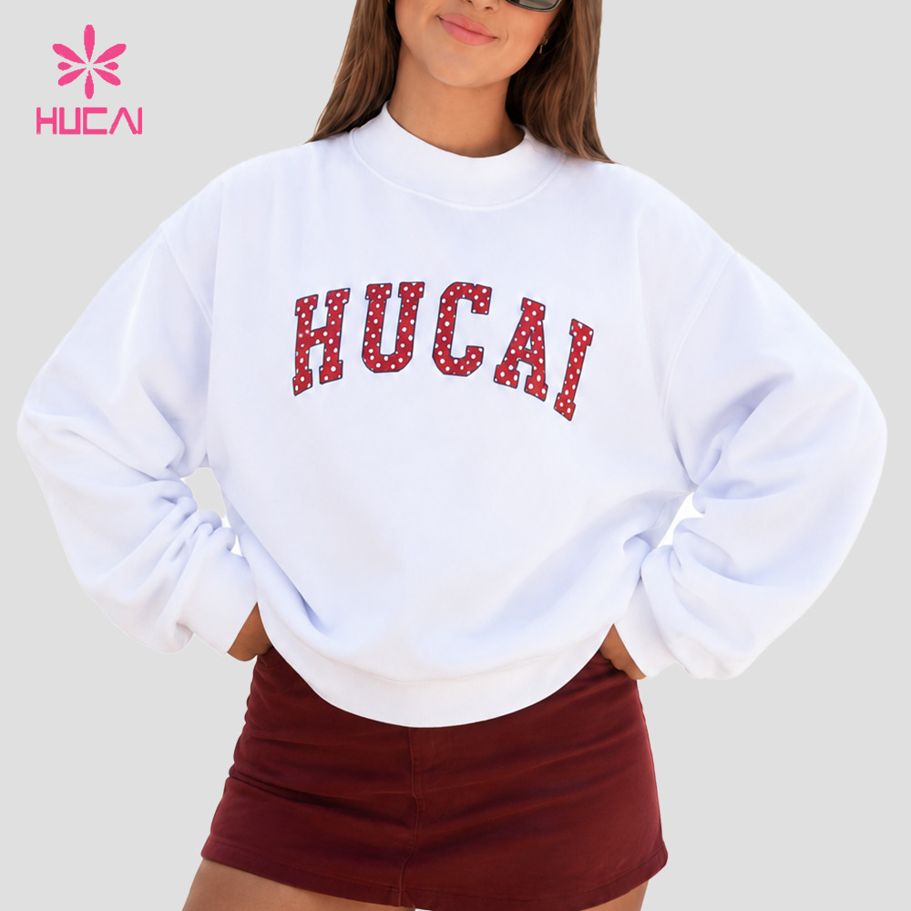 Custom Polka Dot Graphic Crewneck Sweatshirt with Ribbed Trims for Gym Wear Brands — Oversized silhouette