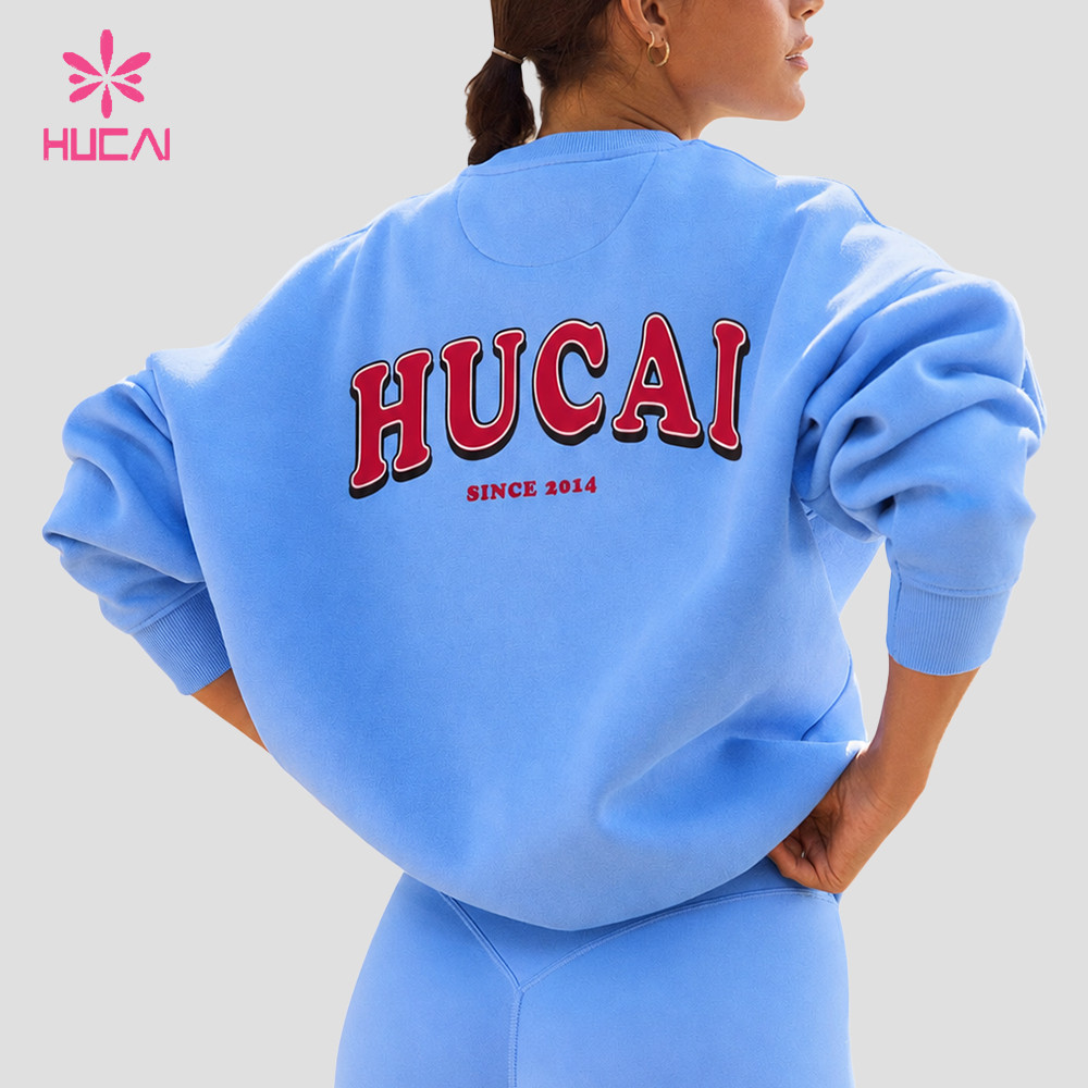 Custom Crewneck Sweatshirt with Drop Shoulder and Back Graphic for Gym Wear Brands — Front view with small chest logo
