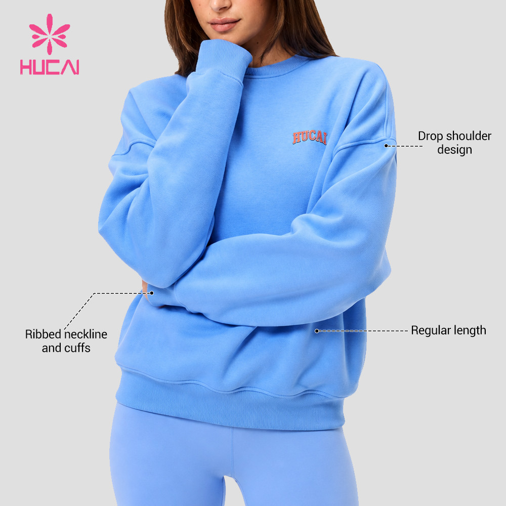 Custom Crewneck Sweatshirt with Drop Shoulder and Back Graphic for Gym Wear Brands — Drop shoulder, ribbed neckline and cuffs callouts