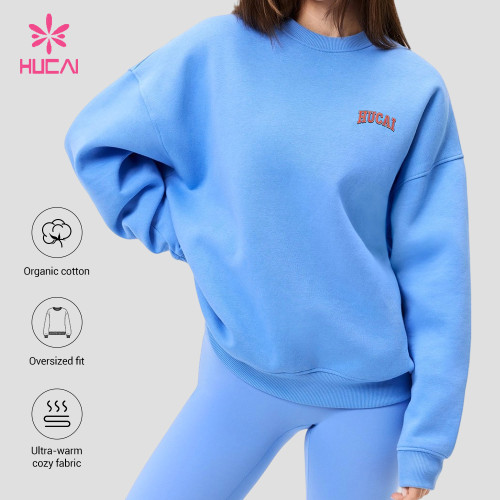 Custom Crewneck Sweatshirt with Drop Shoulder and Back Graphic for Gym Wear Brands