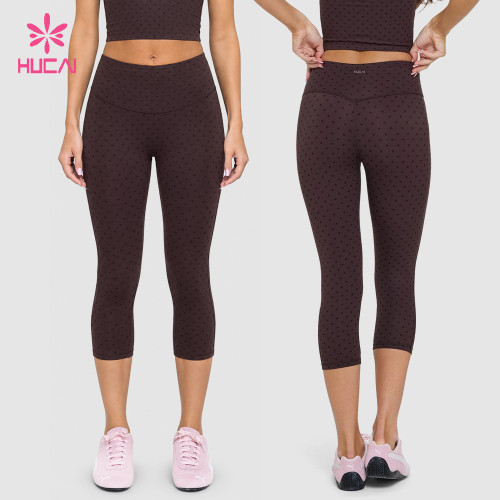 Custom Dot Print Capri Leggings with Double-Layer Waistband for Studio Labels