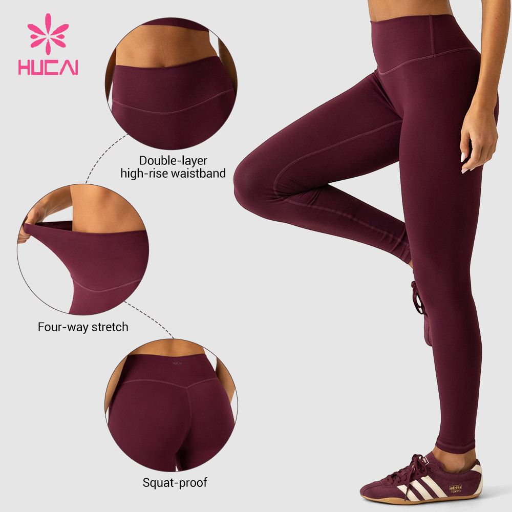 Custom Full Length Yoga Leggings with V-Shaped Waistband Seam for Private Label Brands - leg panel seam reference
