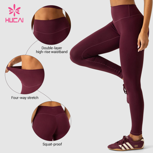 Custom Full Length Yoga Leggings with V-Shaped Waistband Seam for Private Label Brands