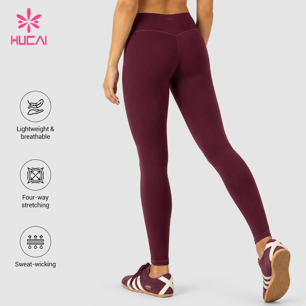 Custom Full Length Yoga Leggings with V-Shaped Waistband Seam for Private Label Brands - shaped waistband seam at the back